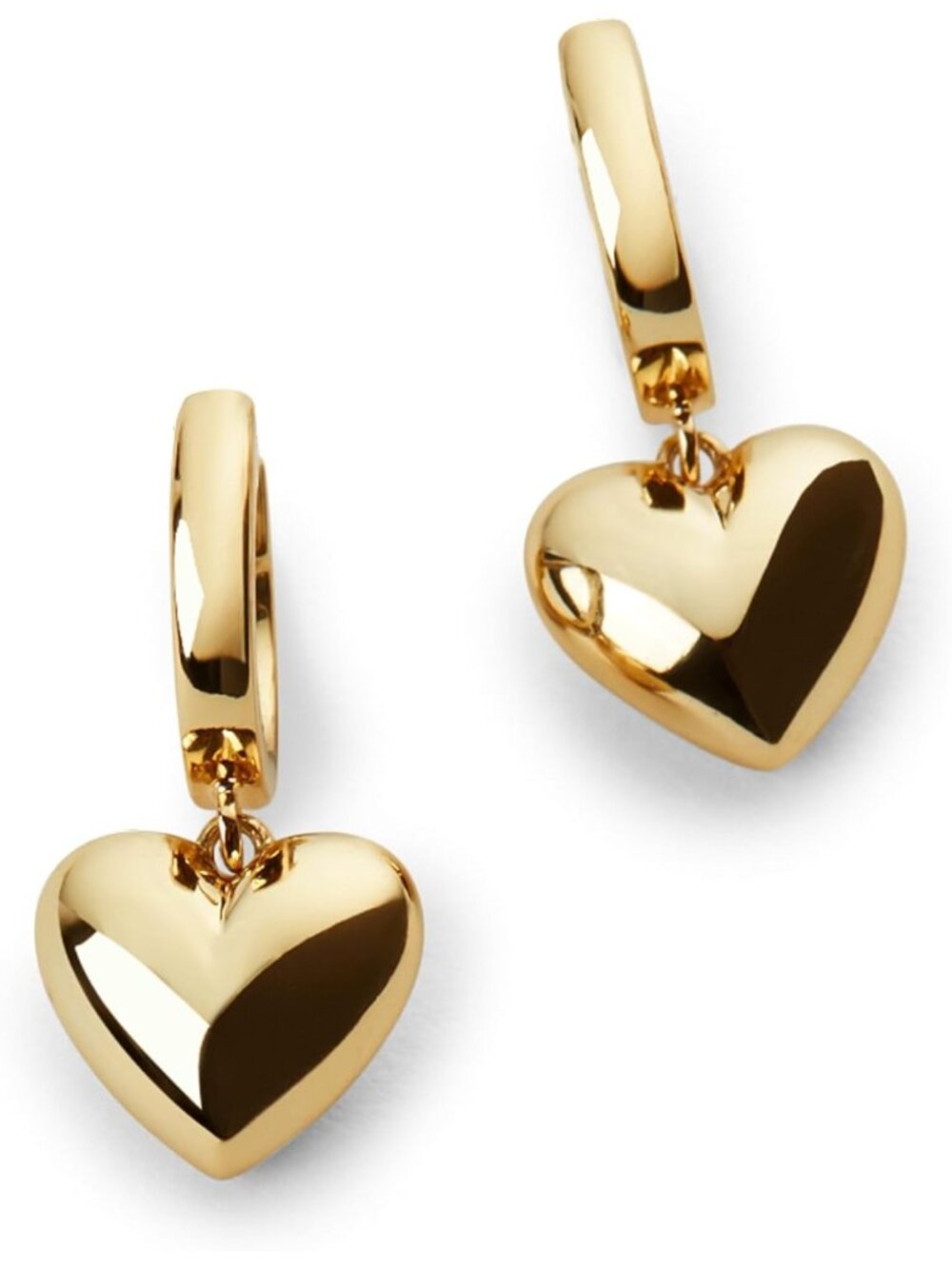 Women's Gold Dainty 14k Gold Puffed Heart Plated Huggie Hoop Stud Earring